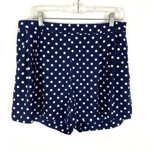 Vince Camuto polka dot shorts wide leg Sz 14 high waisted Preppy Retro navy blue